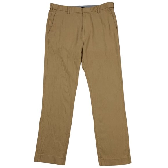 Patprimo Chino Pants With Waistband Details 32 Beige Tan Slim Fit Flat Front - Picture 12 of 12